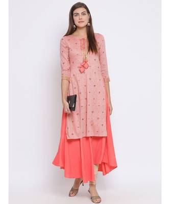 Pink Embroidered Cotton kurti 5