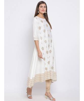 White Embroidered Cotton kurti 3
