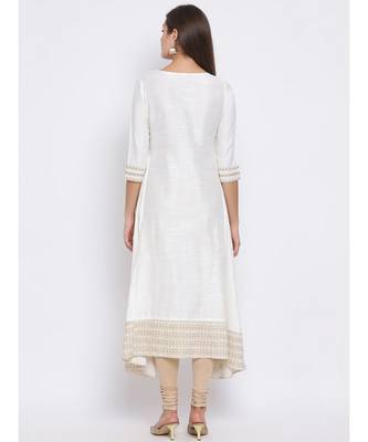 White Embroidered Cotton kurti 4