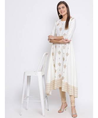 White Embroidered Cotton kurti 5