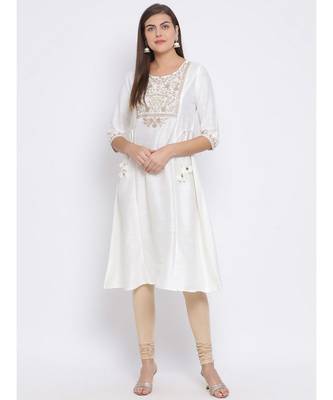 White Embroidered Cotton kurti 1
