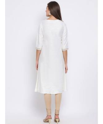 White Embroidered Cotton kurti 4
