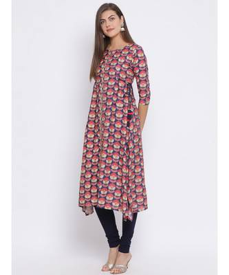 Blue Embroidered Cotton kurti 2