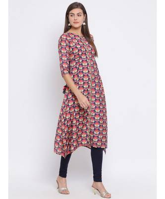 Blue Embroidered Cotton kurti 3