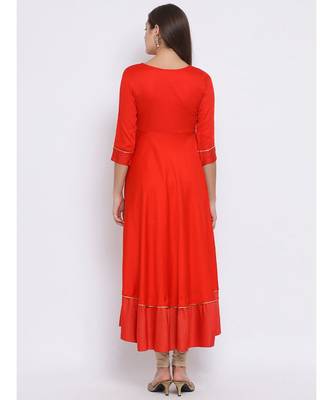 Red Embroidered Cotton kurti 4