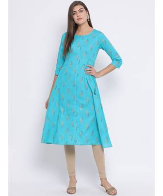 blue Printed Cotton kurti 1