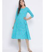 blue Printed Cotton kurti