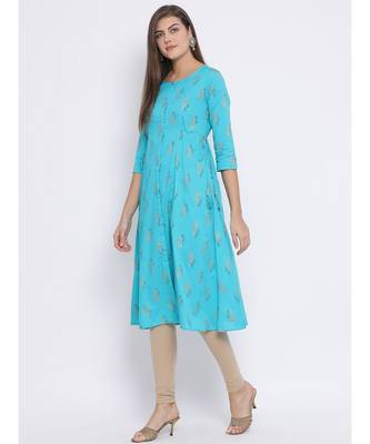 blue Printed Cotton kurti 2