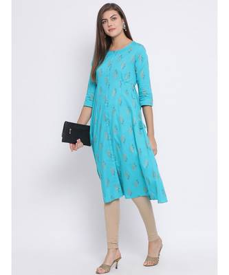 blue Printed Cotton kurti 5