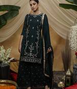 Green sequins chiffon salwar