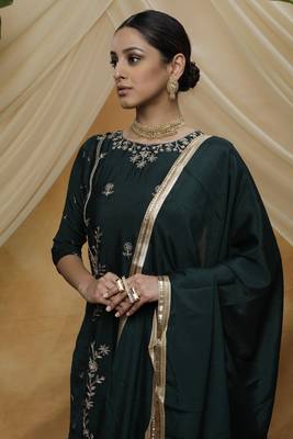 Green sequins chiffon salwar 2