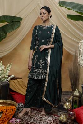 Green sequins chiffon salwar 3