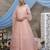 Peach thread embroidery net Lehenga Style gown