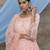 Peach thread embroidery net Lehenga Style gown