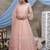 Peach thread embroidery net Lehenga Style gown