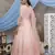 Peach thread embroidery net Lehenga Style gown