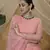 Pink thread embroidery net Lahenga Style Gown