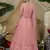 Pink thread embroidery net Lahenga Style Gown