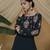 Dark-green thread embroidery georgette Anarkali Long Gown