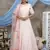 Peach thread embroidery georgette Anarkali Long Gown