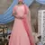 Pink thread embroidery silk Anarkali Long Gown