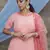 Pink thread embroidery silk Anarkali Long Gown