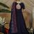 Navy-blue thread embroidered silk Anarkali Long Gown