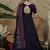 Navy-blue thread embroidered silk Anarkali Long Gown