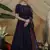 Navy-blue thread embroidered silk Anarkali Long Gown