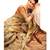 gold eri silk printed silk blend Linen Silk Floral Printed sarees with blouse