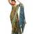 green eri silk printed silk blend Linen Silk Floral Printed sarees with blouse