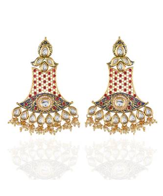 blue red kundan classy earring 1