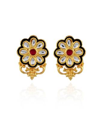 black red cute small flower pattern kundan tops 1