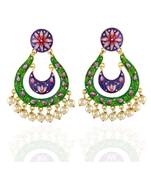 green purple enamel work beautiful lotus painting earring