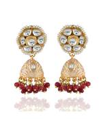 maroon cream cute small  kundan jhumki