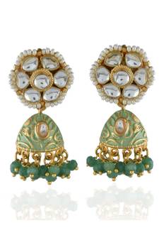 mint green cute small kundan jhumki