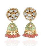 mint green peech cute small kundan jhumki