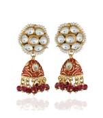 maroon golden cute small kundan jhumki