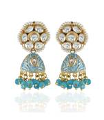 torquoise golden cute small kundan jhumki