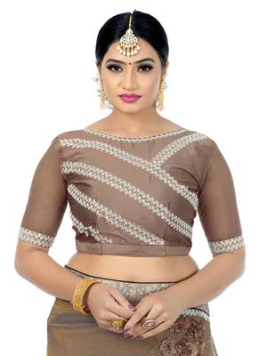 Yellow embroidered pure silk saree with blouse 5
