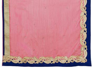 Pink embroidered pure silk saree with blouse 5