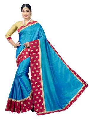 Blue embroidered pure silk saree with blouse 1