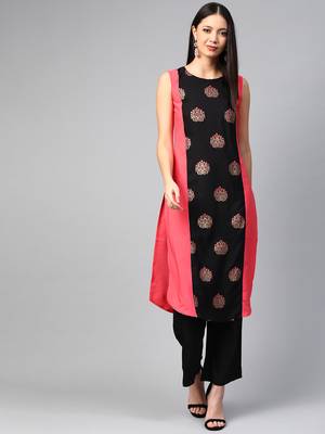 Coral printed crepe kurtas-and-kurtis 1