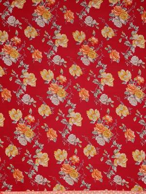 Red printed chiffon saree with blouse 3