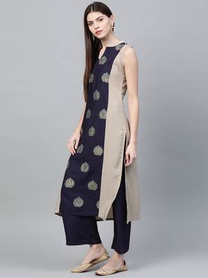 Grey printed crepe kurtas-and-kurtis 3
