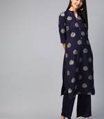 Navy-blue printed crepe kurtas-and-kurtis