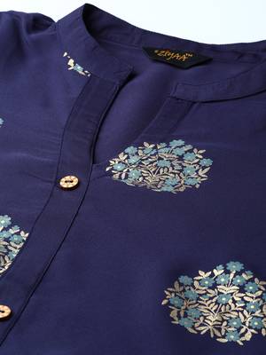 Navy-blue printed crepe kurtas-and-kurtis 5