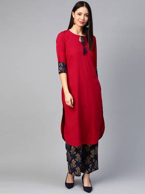 Pink printed crepe kurtas-and-kurtis 1