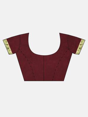Maroon printed chiffon saree with blouse 4