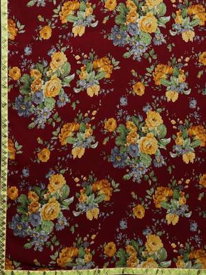 Maroon printed chiffon saree with blouse 5